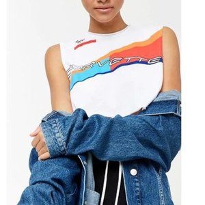 CHEMISTRY White Corvette Racing Crop Tank Top